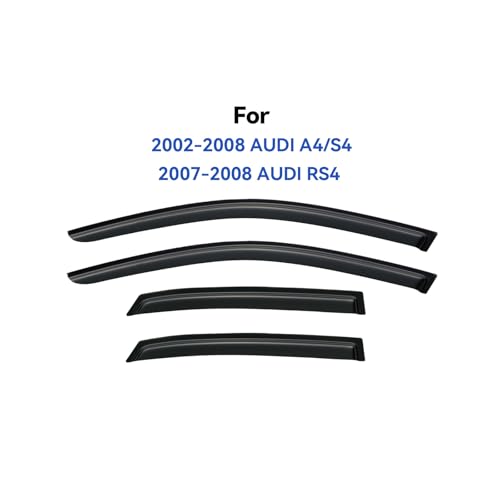 Image of Window Visors Rain Guards for 2002-2008 Audi A4 / S4, Out-Channel Window Vent Wind Deflectors Visors Shades for 2007 2008 Audi RS4