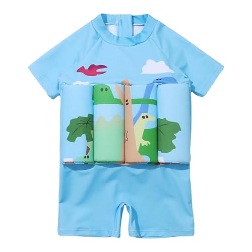 Traje de Baño Flotante Flotador Bebe Bañador Niños Manga Corta Trajes de Baño de Una Pieza Impresión de Dibujos Animados Flotabilidad Ajustable Secado Rápido Traje de Entrenamiento