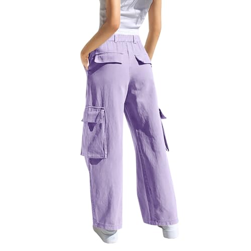 Girls Cargo Pants Kids High Waist Baggy Sweatpants with Pockets Slim Fit Straight Leg Casual Loose Sweatpants2