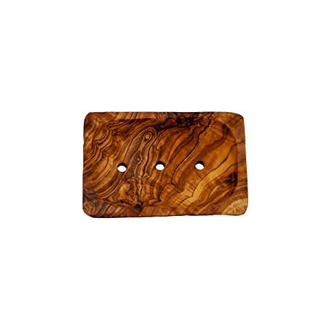 Soap Dish Rustic Olive Wood Decorative for Bathroom Approx. 12 x 8 cm Cover