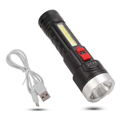 HERCHR USB Handheld Flashlight, 3.7V 500LM Rechargeable Flashlight Waterproof Portable COB Flash Light 4 Lighting Modes for Outdoor Camping Hiking Fishing Emergncies