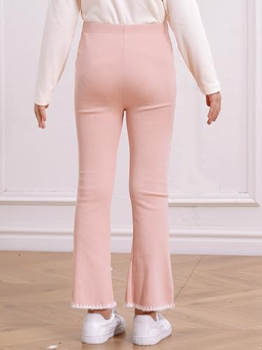 Flared Leggings for Toddlers Girls Elastic Waist Bell Bottom Yoga Pants Kids Ruffle Ribbed Cotton Trousers4