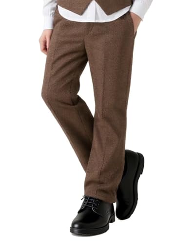 Boys Pants Slim Fit Tweed Suit Casual Sports Solid Color Formal Suit Pant for Boy Kids Wedding School