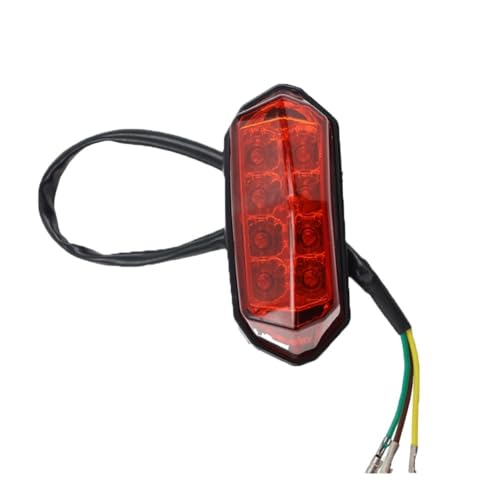 Feu arrière LED pour moto anti-collision feu d'avertissement de freinage rouge Pit Bike