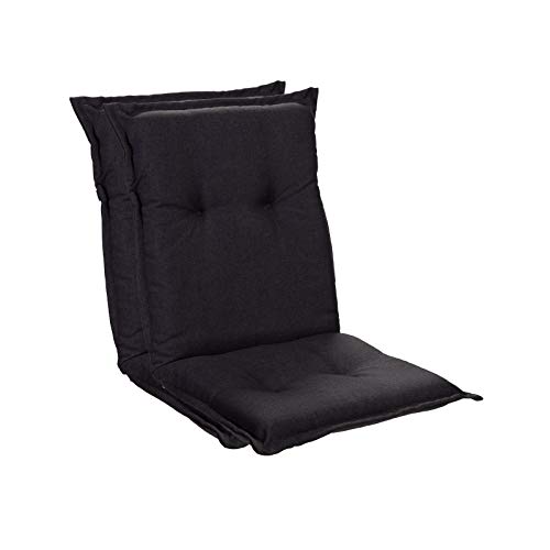 Homeoutfit24 Gartenstuhl- Auflage, Made in Europe, Polyester, Oeko- TEX Standard 100, UV- beständig, Halteband & Kordeln, 2- Stück, Anthrazit