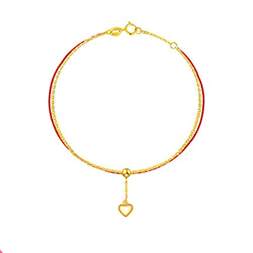 Tobillera de oro amarillo de 18k KnSam con perla de corazón para mujer