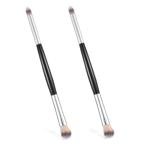 2 Stücke Lidschatten Pinselset Doppelkopf Lidschatten Pinsel Augen Make-up Pinsel Mischpinsel für Pulvercreme Concealer Lidschattenpinsel