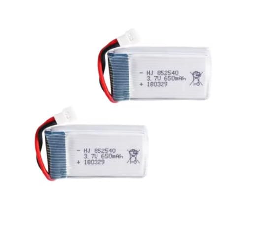 YUNIQUE GREEN-CLEAN-POWER - Lipo Batteries 3.7V 650mAh 25C for Drone Syma X5C X5 | Compatible with Cheerson CX-30W, Skytech M68, Wltoys F949 | Set of 2, Silver