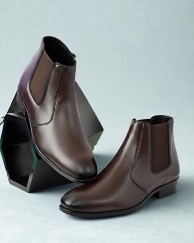 Image of Sleek Toe Chelsea Boots for Men with Side Zip, Classic Office Party Casual Wear, Smooth Finish, Comfortable Fit & Durable Sole for Everyday Styling