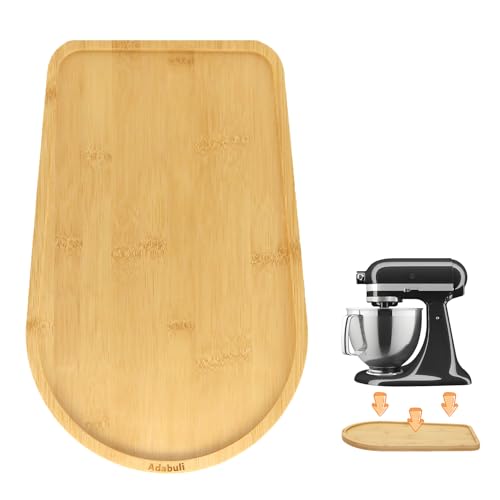 Bamboo Sliding Tray for Coffee Maker, Food Processors and Mini Air Fryer, Small Appliance Slider Mat Compatible with KitchenAid 3.5 Qt Tilt Head Stand Mixer, Kitchen Countertop Storage Attachments