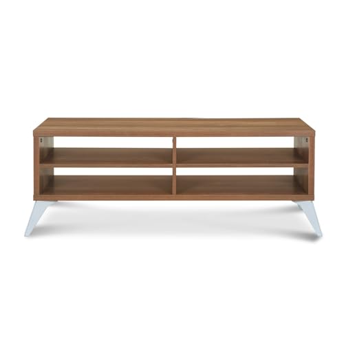 Image of Nilkamal Trixie Center Table | Wooden Coffee Table for Sofa Set | Tea Table with 1 Surface Top and 4 Shelves | Open Storage Organizer for Living Room, Office | Oak