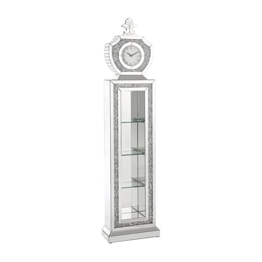 Acme Noralie Wood Frame Grandfather Clock with LED in Mirrored and Faux Diamonds - 31eK38LVS3L