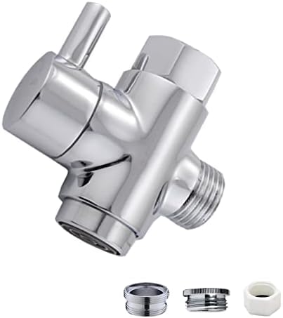 Brass Faucet Diverter Valve with Aerator, Faucet Adapter for Sink Hose Attachment, 3 Way Faucet Splitter with Male Thread Adapter, Faucet Connector for Bathroom/Kitchen(Chrome)