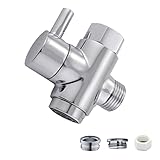 Brass Faucet Diverter Valve with Aerator, Faucet Adapter for Sink Hose Attachment, 3 Way Faucet Splitter with Male Thread Adapter, Faucet Connector for Bathroom/Kitchen(Chrome)