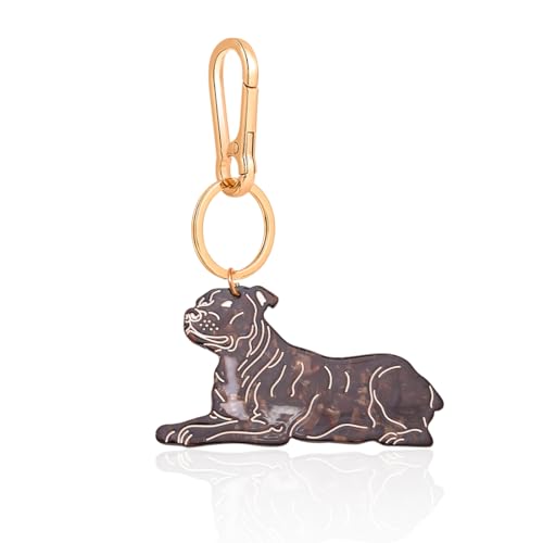 Dog-Shaped Bag Clasp & Keychain Charm- Acetate Animal Clip with Gold-Tone Metal