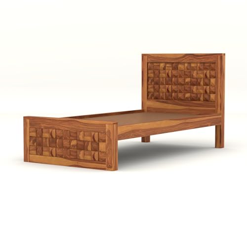 Image of Solid Sheesham Wooden Bed 6X4 Bed Single Bed Without Storage for Bedroom - Single Cot Wooden BedSingle Size for Living Room Guest Room - 12 Month Warranty (David Honey)