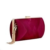 YAPAIOU Clutch Purses For Women Tassel Evening Clutch bag Cross Body & Shoulder Bag For Wedding Night out Party Wine Red