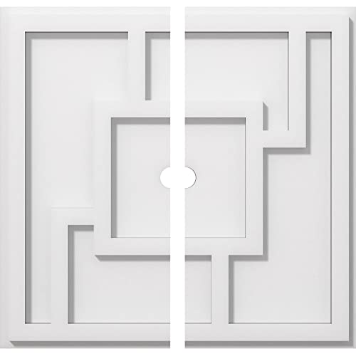 Ekena Millwork CMP16KX2-01000 Knox Architectural Grade PVC Contemporary, Two Piece Urethane Ceiling Medallions 16"OD x 1"ID x 5 1/2"C x 1"P