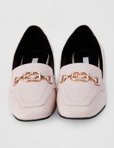 Image of ELLE Women's Square Toe Block Heels Slip-On Pumps with Buckle Detail