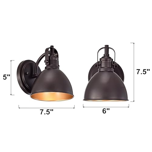 Image of 2 Pack Oil Rubbed Bronze Barn Light, Farmhouse Gooseneck Light Fixtures Indoor, Outdoor 7.5 Inch Vintage Light Fixtures for Wall, Vanity, Bedroom, Garage, Garden.