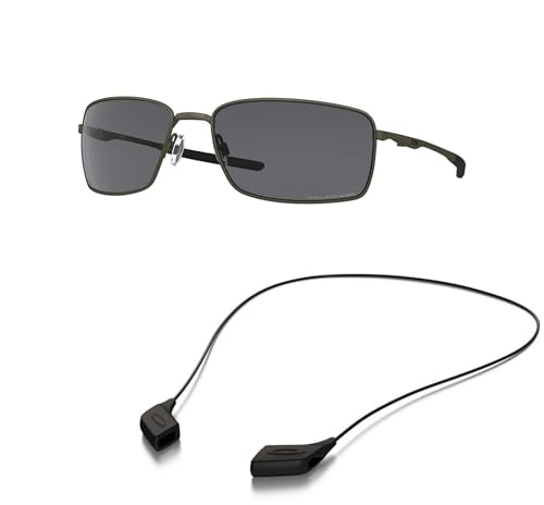 Oakley OO4075 Sunglasses Bundle: OO 4075 407504 Carbon and Medium Black leash Accessory kit2
