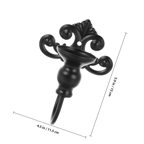 Candelabro de pared de hierro negro con soporte de borde elevado y diseño funcional 3