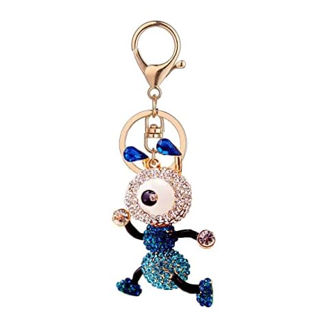 DYbaby Lovely Crystal Animal Keychain Sparkly Rhinestone Keychain for Women Car Purse Handbag Charms (Ant-Blue) Cover