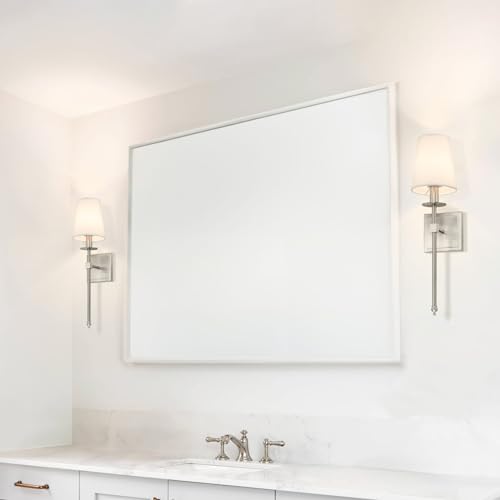 XiNBEi Lighting Bedroom Wall Lamps Set of 2, Modern Bedside Wall Sconce Light with Flared Fabric Shade 1 Light Wall Light Fixture Brushed Nickel Finish for Vanity Bathroom & Living Room by XiNBEi Lighting - Image 2