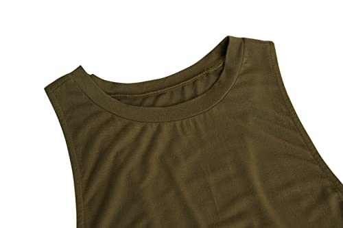 Men's Cotton Workout Tank Tops Dry Fit Gym Bodybuilding Training Fitness Sleeveless Muscle T Shirts B-Green #TOP3