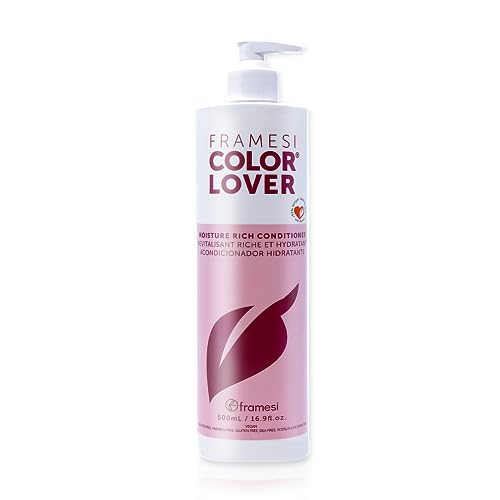 Framesi Color Lover Moisture Rich Conditioner, 16.9 fl oz, Sulfate Free Conditioner with Coconut Oil and Quinoa, Color Treated Hair