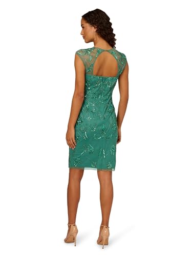 Image of Adrianna Papell Womens Beaded Mesh DressSpecial Occasion Dress