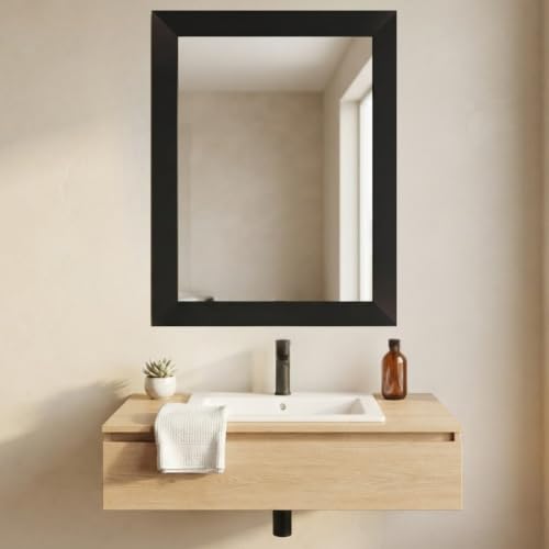 Image of Creative Arts n Frames Wall Decor Hand Crafted Wooden HD Wall Mirror Panel for Living Room Bedroom Lobby Modern Wall Decor Home Decor Items (Classic Black 14X22 inch Framed HD Mirror)