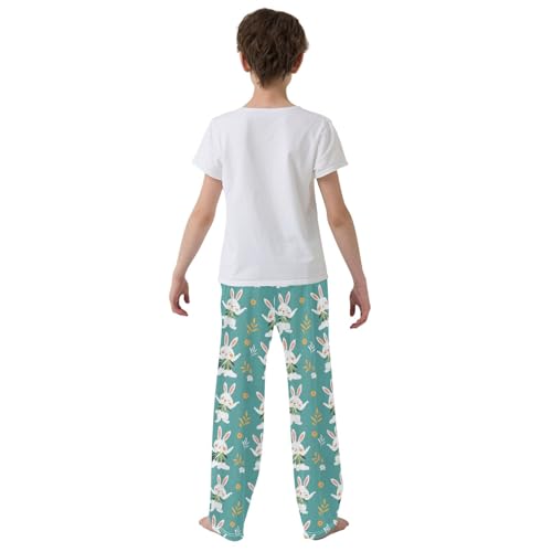 Rabbit Dancing Grass Long Pajama Pants Bottoms Soft Sleepwear with Pockets3
