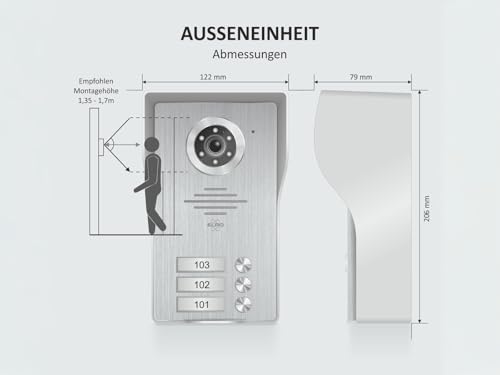 ELRO DV4000-3 Wifi IP Video Domofon Kit │ 3 apartamenty│ 1080P kamera Full HD z noktowizorem │ 4-przewodowy kabel │ 16 dzwonków