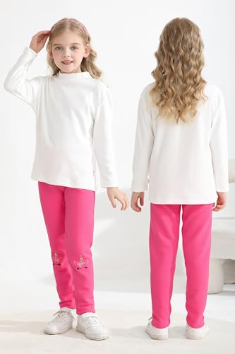 Cooraby 4 Pack Girls Winter Fleece Lined Leggings Girls Thick Warm Leggings Stretchy Thermal Tights Kid Winter Printed Pants4