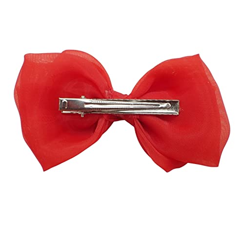 Topkids Accessories Hair Bows Stylish Fashion Special Designs Alligator Beak Hair Clips Cute Bow Party Hair Accessories Girls Children's Women's Ladies Wedding (Satin Double Bow Red) - Image 2