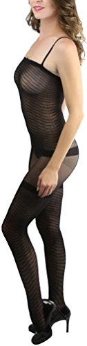 Image of ToBeInStyle Women's Bodystocking Crotchless Peek-A-Boo Fishnet Lace Bodysuit