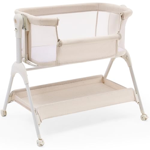HARPPA Cuddly Baby Bassinet Bedside Sleeper, 3 in 1 Rocking Bassinet with Mattress and Soft Cover,...