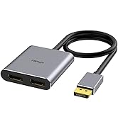 fairikabe DisplayPort to Dual DisplayPort Splitter Adapter 4K60Hz for Dual Monitor Display, MST D...