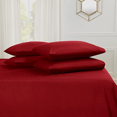 Ahj Beddings Comforter Set 7 Piece Bed In A Bag With 500Gsm Comforter And 17 Inch Deep Pocket Sheet Set - 600 Thread Counts, 100% Egyptian Cotton - Emperor Size, Burgundy Solid #TOP4