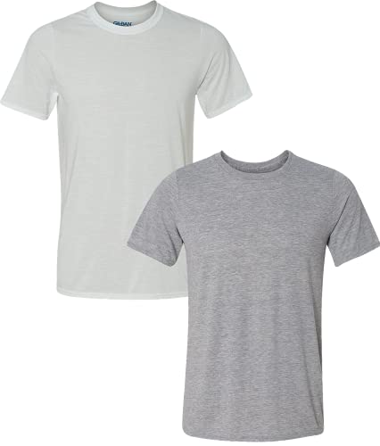 Gildan t-shirt performance polyester 2-pack blanc/gris sport