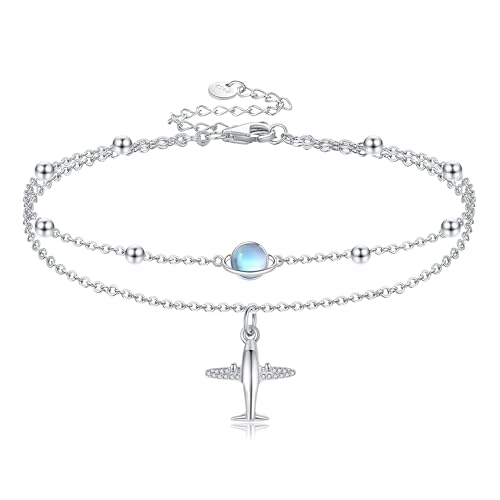 Tobillera de avión de plata para mujer ideal para lucir en tus viajes de verano