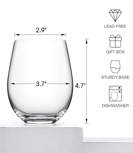 Luna & Mantha R-3007-4 Stemless Wine Glasses Set Of 4, Crystal Red White Wine Glasses For Daily Use, Hosting, Home Bar, Evening Party, Birthdays, Shower thumb #5