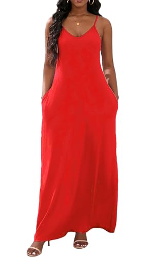 Image of vunahzma Womens Casual Fashion Sleeveless Plus Size Loose Long Sexy Maxi Dress with Pockets