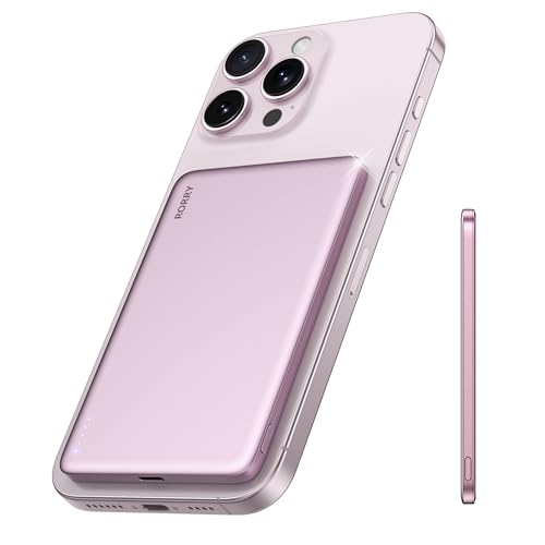 RORRY for Magsafe Portable Charger, [0.3" Ultra Slim] Magnetic Power Bank,[Alloy-Made] 5000mAh Wireless Portable Charger, USB C Battery Pack 18W Fast Charging for iPhone 17/15/16 Samsung (Pi