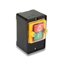 Joyzan Waterproof Push Button Switch, On Off Start Stop Electric Motor Switch Box Latching Self Lock Mechanical Equipment Control Station Table Saw Dust Collector Drill Press AC 220V 380V 10A KA0 10KH
