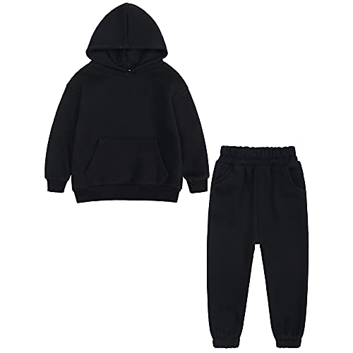 ZFTTZYMX Youth 2Pcs Brushed Fleece Sweatsuit Hooded Pullover...