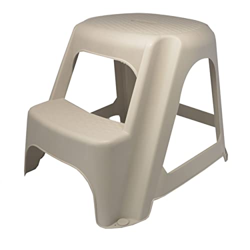 Taburetes Cocina Baratos HOGAR Y MAS Taburete 2 escalones, Escalera de Plástico Resiste. Taburetes Cocina Baratos 50x45x40 cm - Blanco