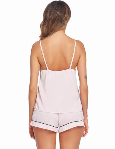 Ekouaer Pajamas for Women Set Silk Satin Pjs Sexy Lingerie Sleepwear Cami Shorts Set Summer Nightwear S-XXL