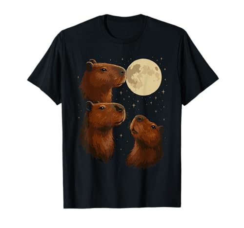 Three Capybara Moon 3 Capybara Howling At The Moon T-Shirt
